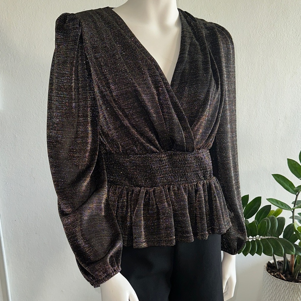 Molly Bracken Black Metallic Blouse